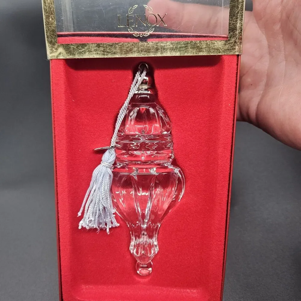 Vintage Lenox Christmas Ornament Color Gems Crystal Clear Teardrop West Germany